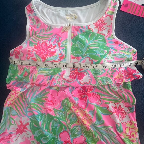 Lilly Pulitzer Tropical Pink/Green Tank Top SZ M. (FITS LIKE A SMALL) - Picture 1 of 6